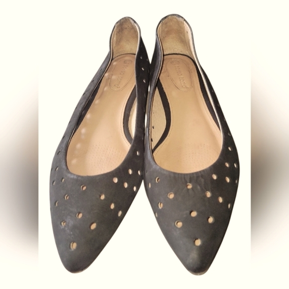 Corso Como Black Perforated Nubuck Gabrielle Women's Flats 7 1/2 M - Picture 1 of 9